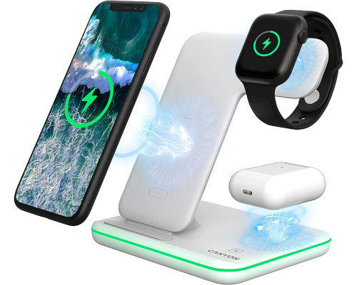 Бездротовий зарядний пристрій Canyon WS-303 3 в 1 QI White