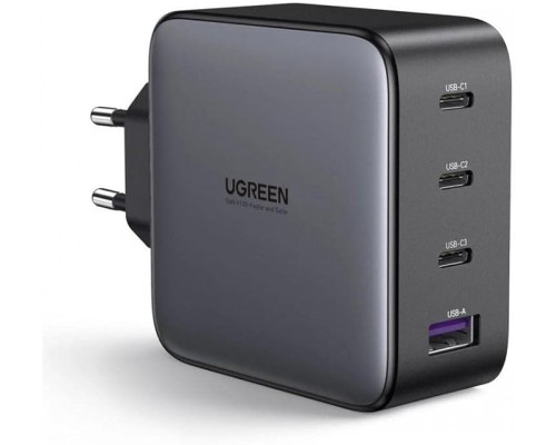 Зарядний пристрій UGREEN CD226 GaN 3 х USB-C + USB-A 100 Вт Чорно-сірий