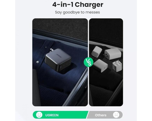Зарядний пристрій UGREEN CD226 GaN 3 х USB-C + USB-A 100 Вт Чорно-сірий