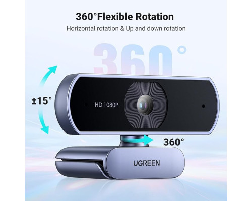 Веб-камера Ugreen 1080P 30FPS, USB, 2МР