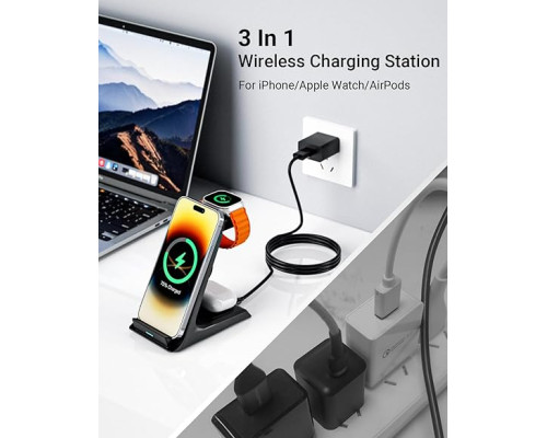 Зарядна станція 3 в 1 ezpower для товстих футлярів 10 мм для iPhone