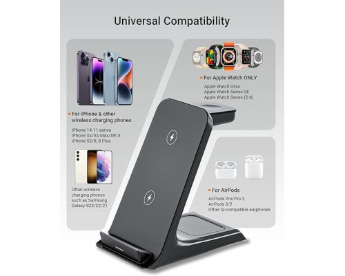 Зарядна станція 3 в 1 ezpower для товстих футлярів 10 мм для iPhone
