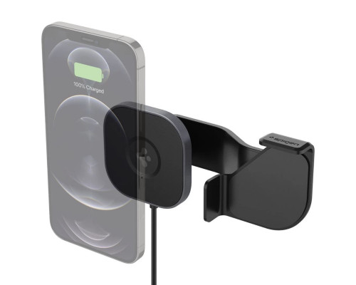 Автотримач з функцією бездротової зарядки Spigen ITT90W Onetap для Tesla Model 3 | Y | X | S Black with MagSafe
