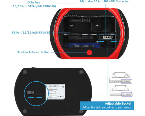 Док-станція з двома слотами зовнішнього жорсткого диска Tccmebius TCC-S862-UK USB 2.0