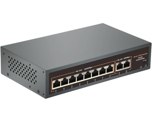 10-портовий комутатор PoE Davuaz з 8 портами POE+ і 2 портами Gigabit Uplink