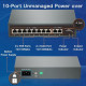 10-портовий комутатор PoE Davuaz з 8 портами POE+ і 2 портами Gigabit Uplink