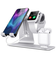 Док-станція для зарядки Bestand 3in1 для iPhone, iWatch, AirPods - срібний