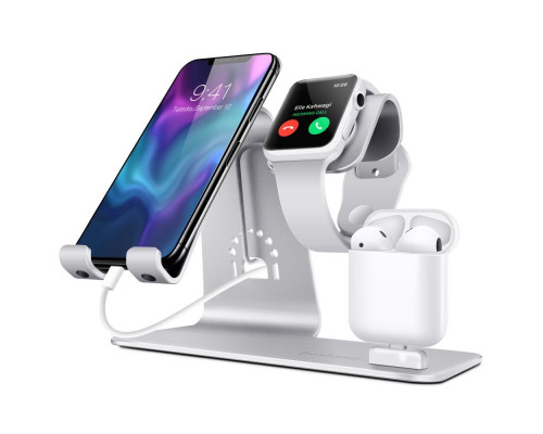 Док-станція для зарядки Bestand 3in1 для iPhone, iWatch, AirPods - срібний