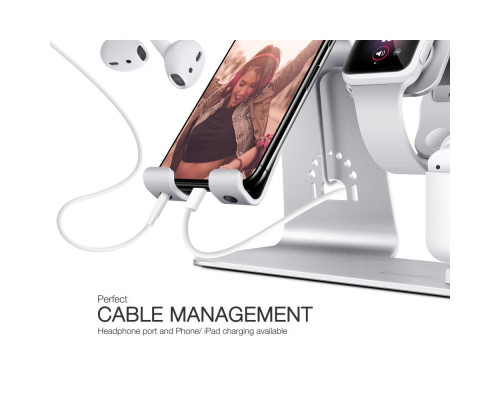 Док-станція для зарядки Bestand 3in1 для iPhone, iWatch, AirPods - срібний