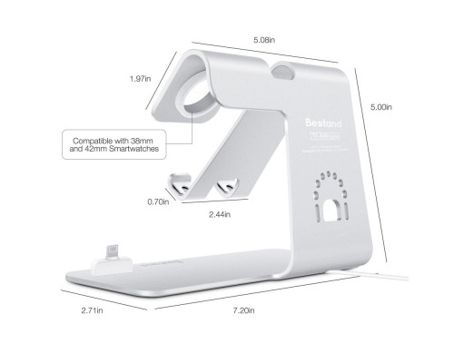 Док-станція для зарядки Bestand 3in1 для iPhone, iWatch, AirPods - срібний