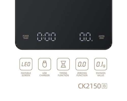 Ваги для кави з таймером CK2150, 3000 гр