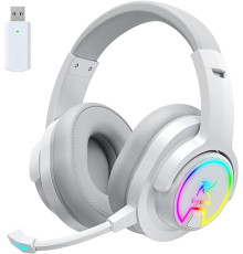Бездротова ігрова гарнітура Krysenix PG3 RGB для PS4, PS5 з мікрофоном Біла