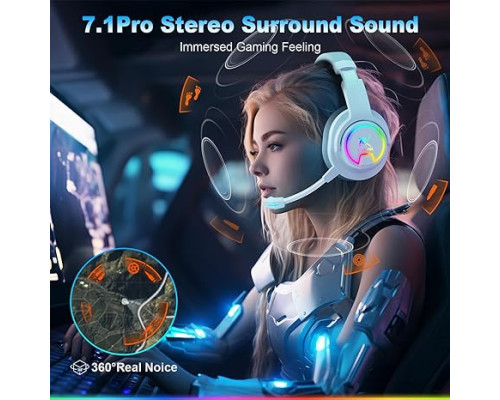 Бездротова ігрова гарнітура Krysenix PG3 RGB для PS4, PS5 з мікрофоном Біла