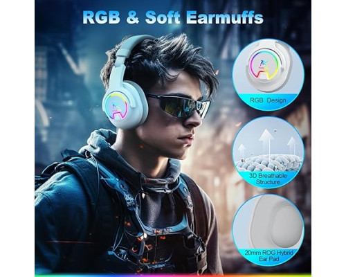 Бездротова ігрова гарнітура Krysenix PG3 RGB для PS4, PS5 з мікрофоном Біла