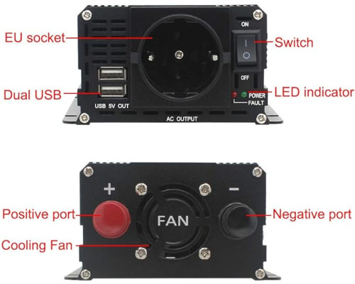 Інвертор 12V-220 LVYUAN 500W MOD, перетворювач напруги 12V-220V Модифікована синусоїда