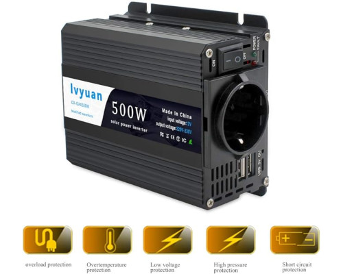 Інвертор 12V-220 LVYUAN 500W MOD, перетворювач напруги 12V-220V Модифікована синусоїда