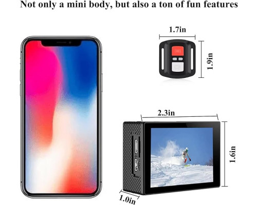 Підводна камера Xile Action Cam 4k, 30M  з батареями великої ємності 2 × 1350 мАг