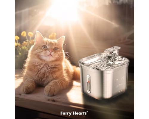 Автоматичний фонтан поїлка для тварин з нержавіючої сталі 2,2 л Furry Hearts Cat