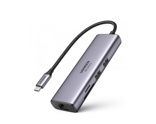 Док-станція хаб Ugreen CM512 USB Type-C-HDMI адаптер концентратор 7 в 1 100W 4K