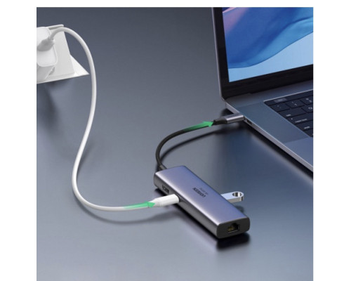 Док-станція хаб Ugreen CM512 USB Type-C-HDMI адаптер концентратор 7 в 1 100W 4K