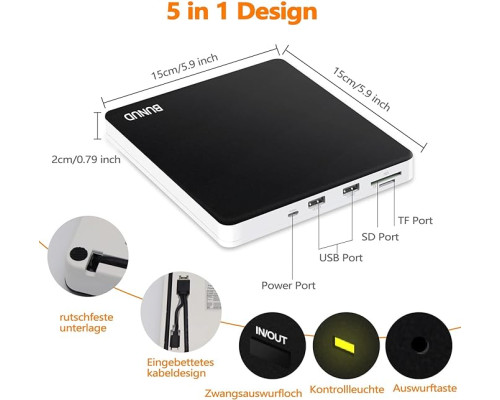 Зовнішній CD-DVD-привід USB 3.0 Type-C BUNUD +/-RW оптичний привід