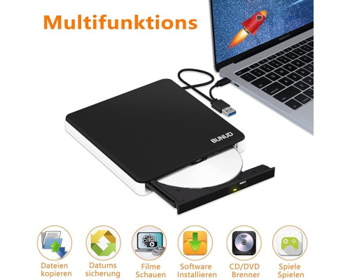 Зовнішній CD-DVD-привід USB 3.0 Type-C BUNUD +/-RW оптичний привід