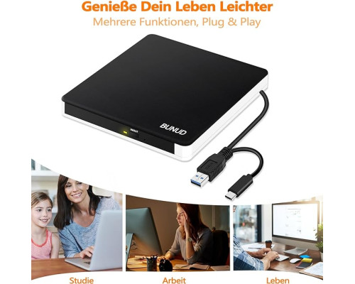 Зовнішній CD-DVD-привід USB 3.0 Type-C BUNUD +/-RW оптичний привід