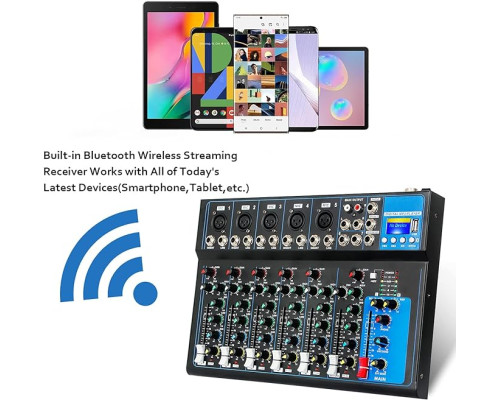 Портативний аудіомікшер 7-канальний Depusheng HT7 Bluetooth з USB MP3 для DJ