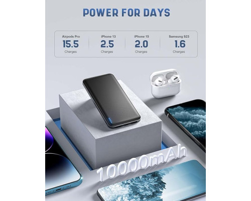 Павербанк, портативний акумулятор Acmaker Q1071 10000mAh, чорний