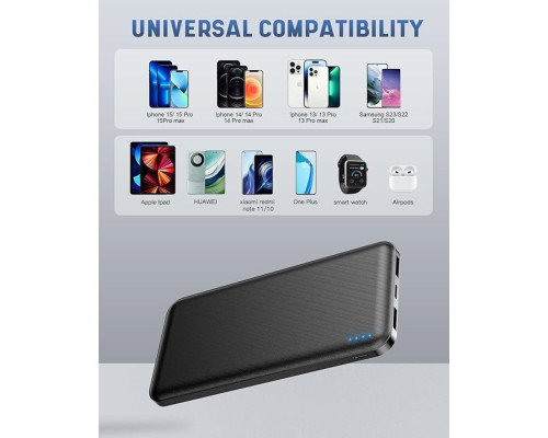 Павербанк, портативний акумулятор Acmaker Q1071 10000mAh, чорний
