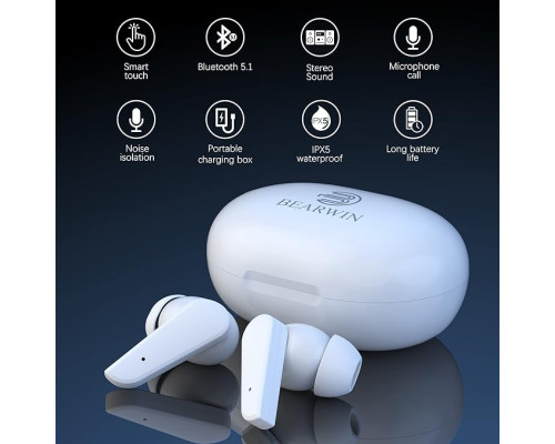Бездротові Bluetooth навушники-вкладиші Bearwin T6 з мікрофоном, IPX5