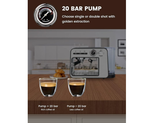 Кавоварка рожкова Teglu Espresso Machine 20 Bar, для еспрессо зі спінювачем