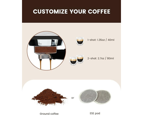 Кавоварка рожкова Teglu Espresso Machine 20 Bar, для еспрессо зі спінювачем