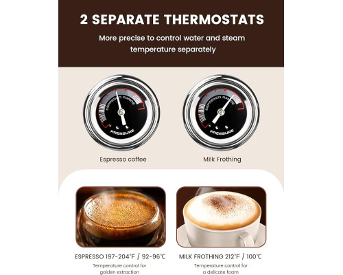 Кавоварка рожкова Teglu Espresso Machine 20 Bar, для еспрессо зі спінювачем