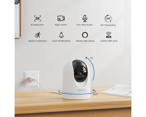 Бездротові камери Cinnado D1 2K 360° 2 шт WiFi-камери для домашньої безпеки, відеоняня