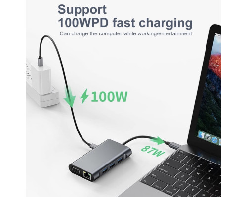 USB Type-C Hub хаб 7 в 1 (USB x3, HDMI, VGA, LAN, Type-C) Shenzhen Technology Co