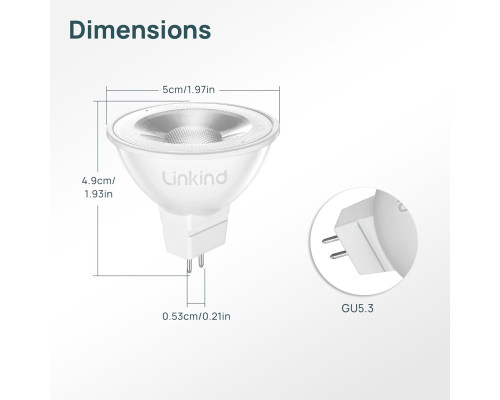 Світлодіодна лампа Linkind LED MR16 5 Вт 2700 K GU5.3 12 В 5 шт., двоконтактна лампа