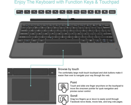 Чохол + клавіатура Arteck Microsoft Surface Pro 0, Pro 9, Pro 8, Pro X