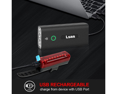 Набір велосипедних ліхтарів Lsan 1200 люменів, Power Bank