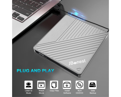 Зовнішній CD-DVD-привід USB 3.0 типу C, зовнішній із пристроєм для читання карток SD/TF, портативним записувачем RW