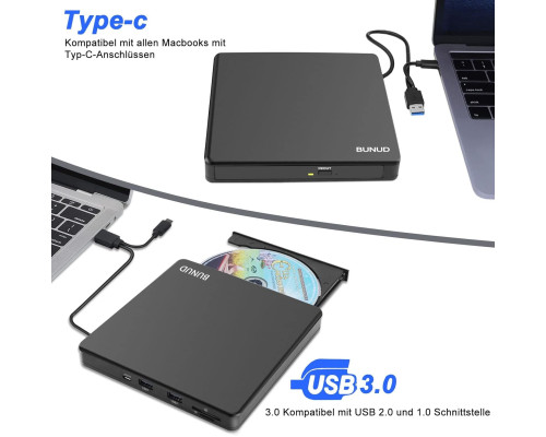 Зовнішній CD/DVD привід BUNUD USB 3.0 та Type-C
