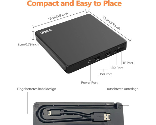 Зовнішній CD/DVD привід BUNUD USB 3.0 та Type-C