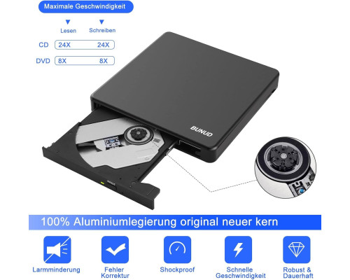 Зовнішній CD/DVD привід BUNUD USB 3.0 та Type-C