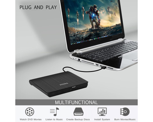 Портативний зовнішній DVD/CD-програвач Antika з USB 3.0