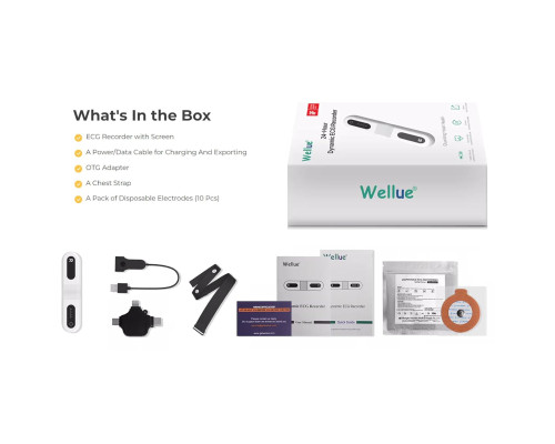 Цілодобовий монітор ЕКГ Wellue ER1-LW Dynamic ECG Recoder для дому