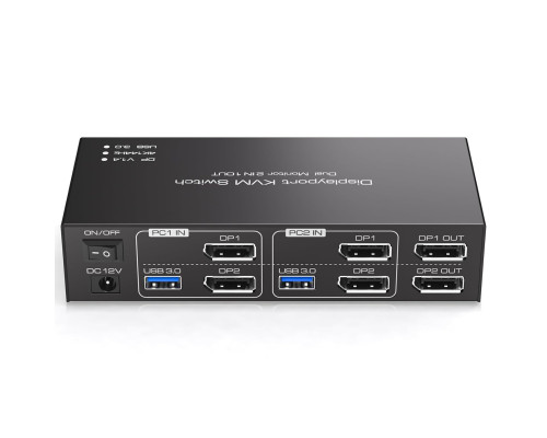 KVM-перемикач Displayport для 2 моніторів та 2 комп'ютерів