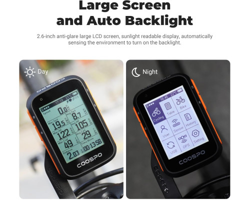 COOSPO Bike Computer Wireless GPS для велосипеда з автоматичним підсвічуванням