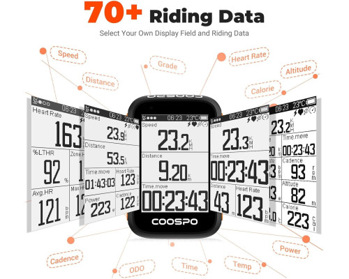 COOSPO Bike Computer Wireless GPS для велосипеда з автоматичним підсвічуванням