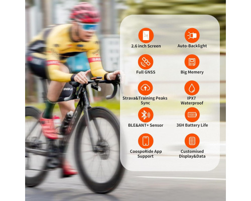 COOSPO Bike Computer Wireless GPS для велосипеда з автоматичним підсвічуванням