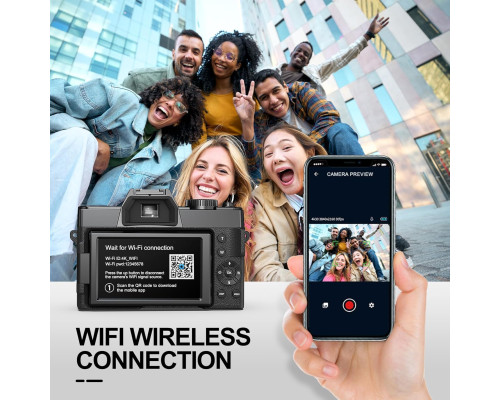 Цифрова камера 5K 48MP/60FPS для фотозйомки, відео та керуванням через WiFi та програму